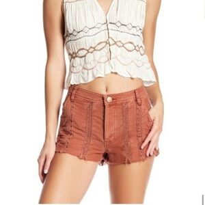 Free People Rust High Waist Great Expectations Lace Cutout Shorts Size 2